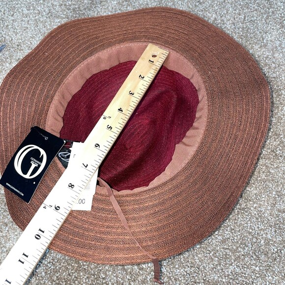 GioVannio Hat new sun fedora straw Maroon & Brown leather band Beach main image 6